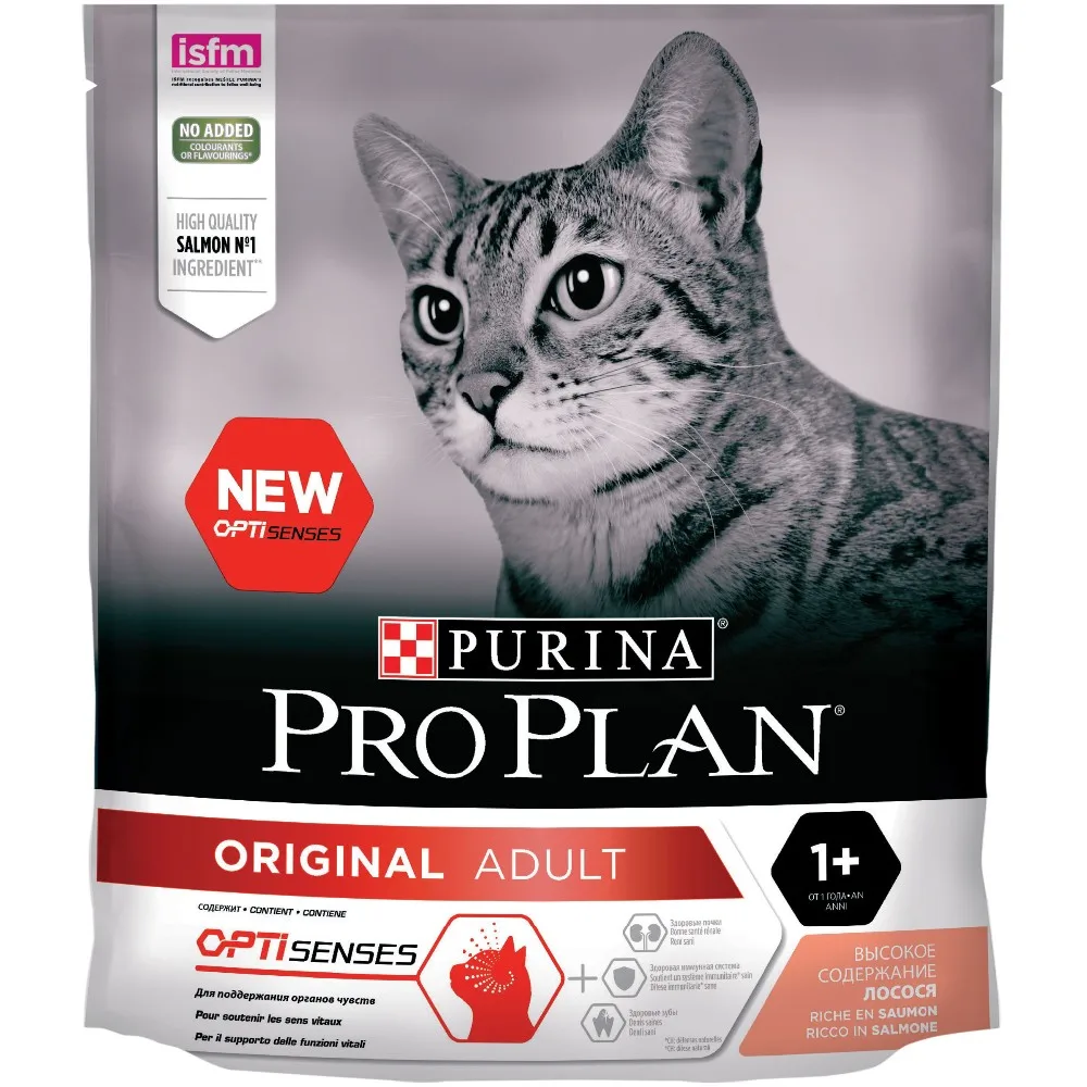 Сухой корм Purina Pro Plan для взрослых кошек от 1 года, с лососем, 8 упаковок по 400 г