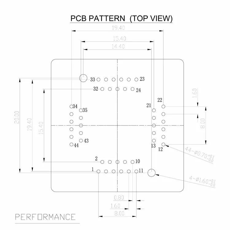 TQFP44 FQFP44 QFP44 к DIP44 гореть в гнездо OTQ-44-0.8-14 шаг 0,8 мм IC Размер корпуса 10x10 мм Открытый Топ тестовый адаптер