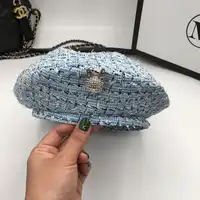 Spring and summer thin style small fragrant wind beret British style vintage knitted hat temperament painter cap elegant blue