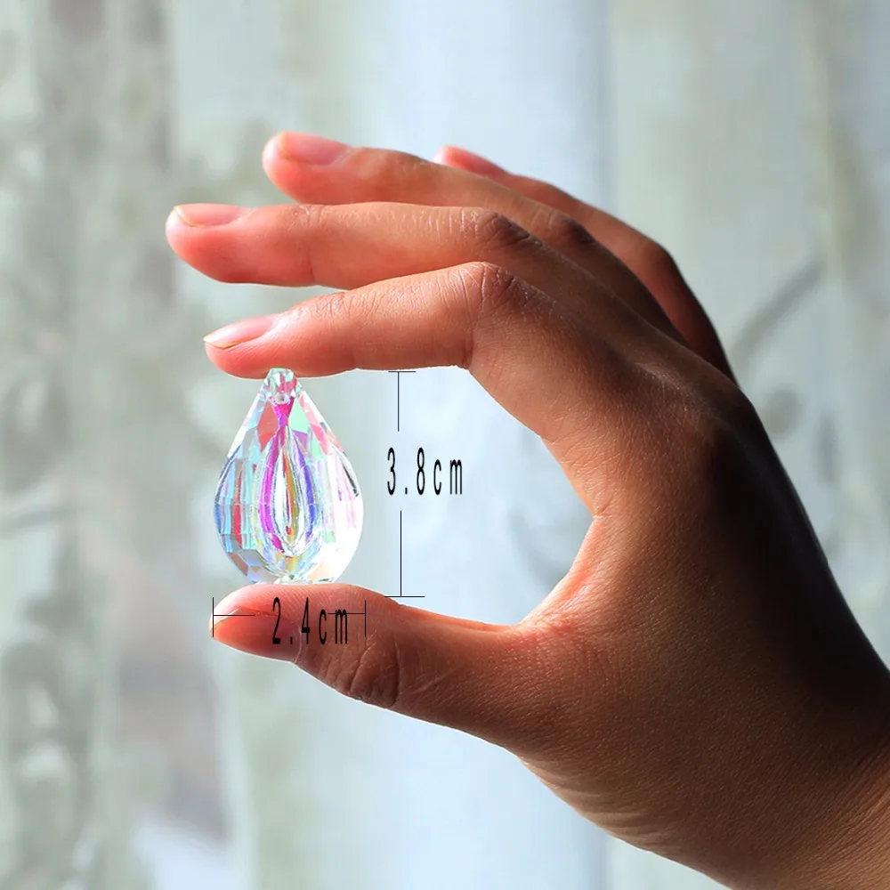 H& D красочные лампы Призмы детали Loquat форма люстра стеклянные кристаллы Висячие капли Подвески 38 мм(Color-10pcs