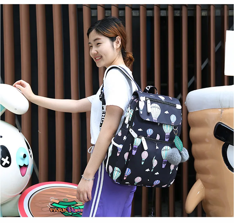 Женская мода печати Школьный рюкзак Usb школьные рюкзаки для девочек плюшевый рюкзак мяч большой Водонепроницаемый для девочек Школьный