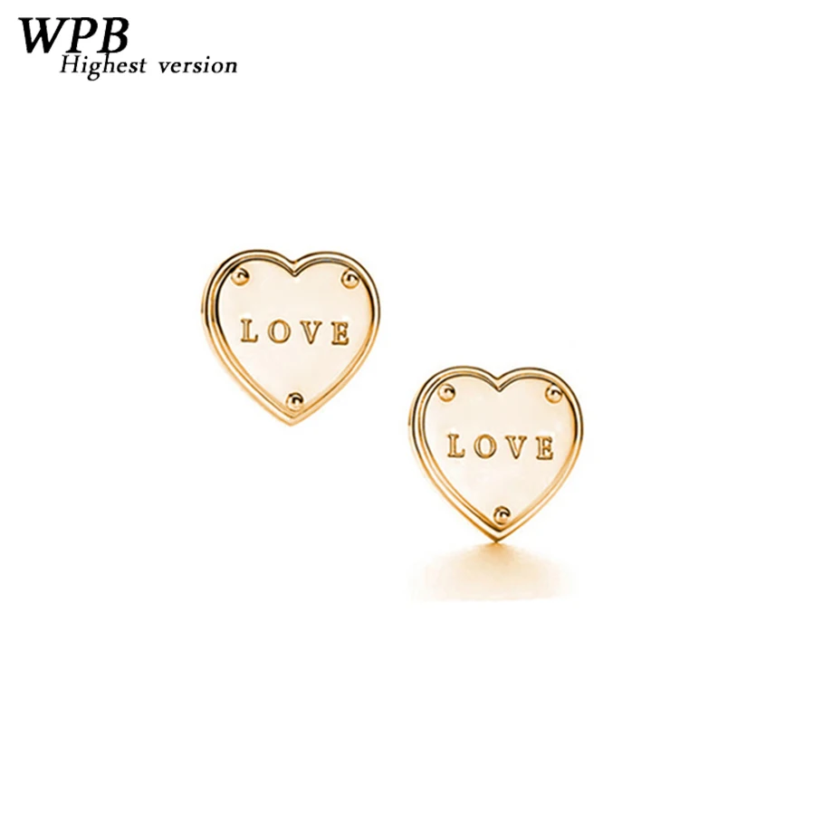 

The highest version 100% 925 silver TIFF original fashion brand LOVE original logo heart-shaped earrings women fashion jewelry