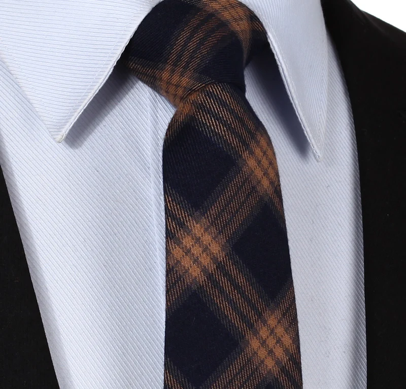 TMC301Z7 коричневый темно-синий плед 2,7" хлопок печатных тонкий облегающий узкий мужской галстук Галстук модный мужской Карманный платок квадратный костюм набор