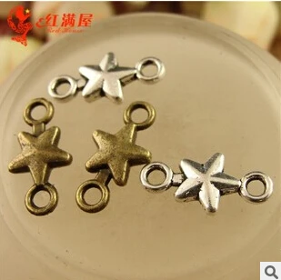

A1268 free shipping 100pcs/bag size 15*7mm Pentagram Antique silver&bronze diy pendant Jewelry finding for chain accessories