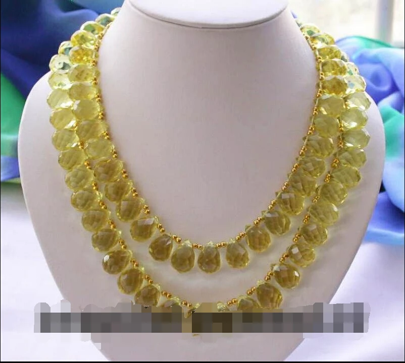 

00014 yellow drip faceted crystal necklace