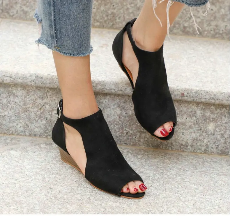 Women's Boots' Women Slip-On Fashion Ankle Summer Boots Women Plus Size High Heels Wedge Ankle Boots For Womens Winter Boot (2)