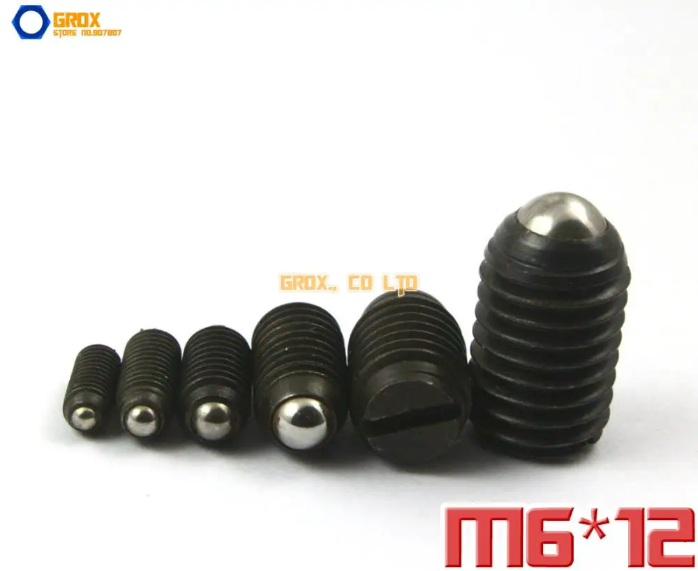 25 Pcs M6x12mm 12.9 Grade Alloy Steel Hex Socket Spring Ball Plunger Set Screw 