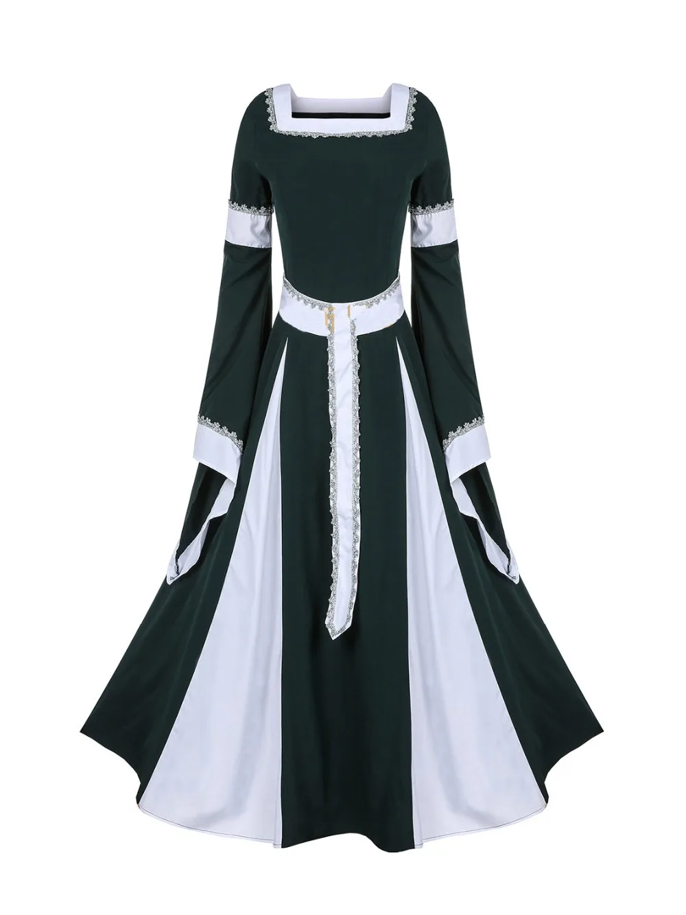 Женский костюм принцессы в стиле средневекового Ренессанса Ирландском зеленое