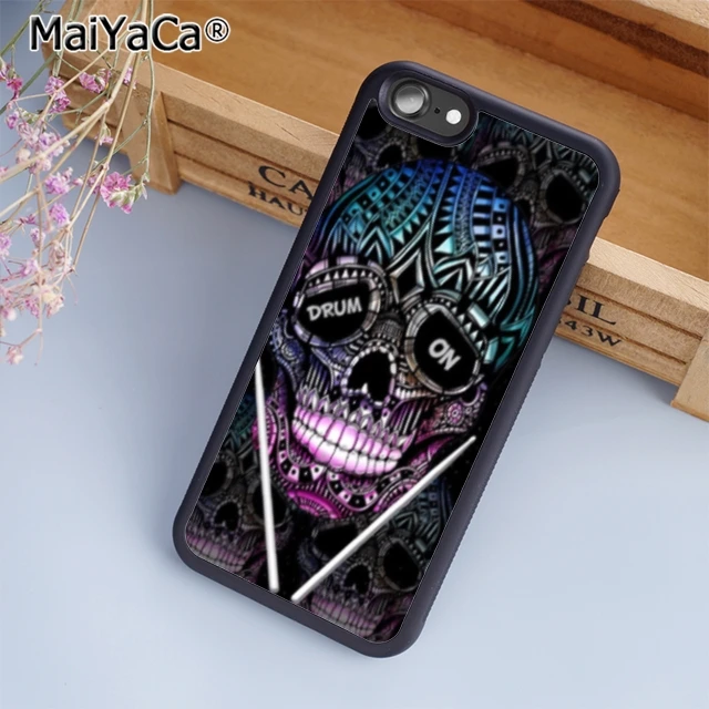 

MaiYaCa Drummer drum sticks skull rock and roll music drum on Phone Case Cover For iPhone 5 6 6s 7 8 plus X Galaxy S6 S7 S8 edge
