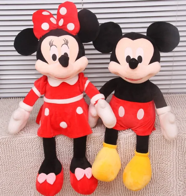 2 Pcs/One Pair 40-50cm Mickey Mouse Doll Minnie Mouse Mice Stuffed Plush Toy Soft Good Quality Lover Valentines Gift Present
