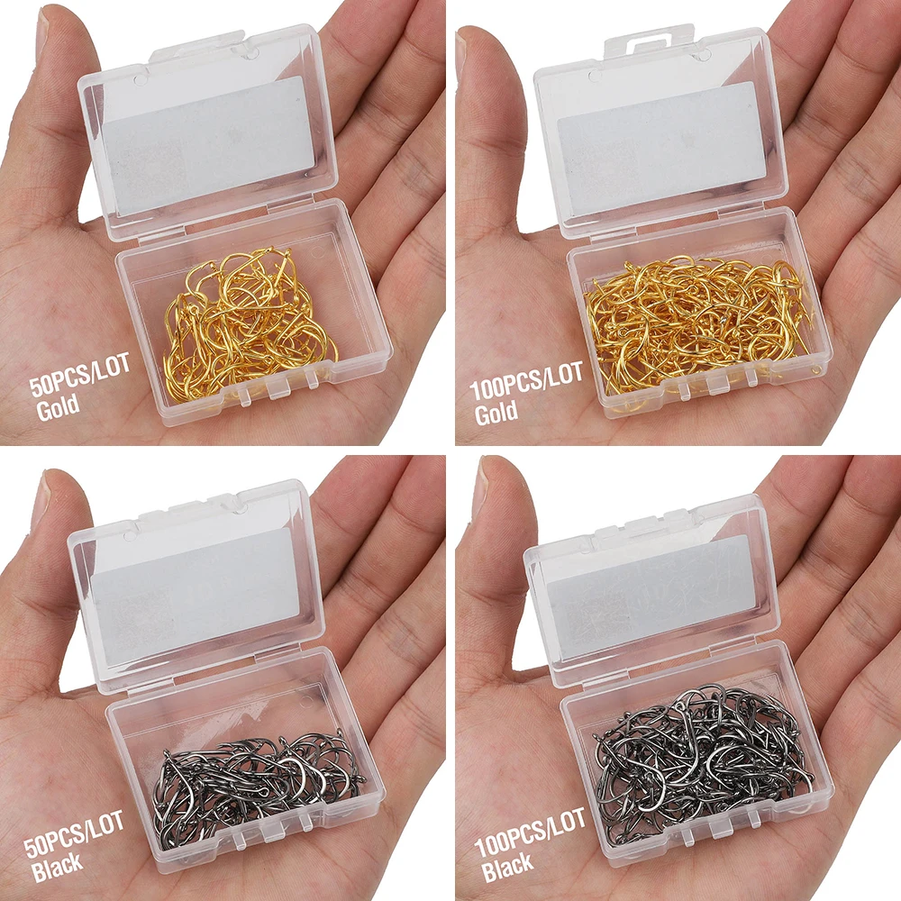 DONQL 50/100pcs Fishing Hooks Set Single Circle Fishhook Fly Fishing Carbon Steel Jig Barbed Carp Hooks Sea Tackle Accessories DONQL 50/100pcs Fishing Hooks Set Single Circle Fishhook Fly Fishing Carbon Steel Jig Barbed Carp Hooks Sea Tackle Accessories