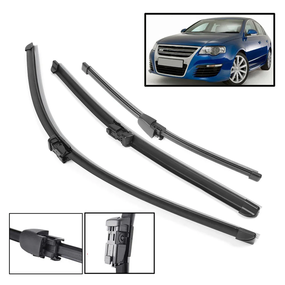 3Pcs/Set Car Front Rear Window Windshield Wiper Blades Bracketless for