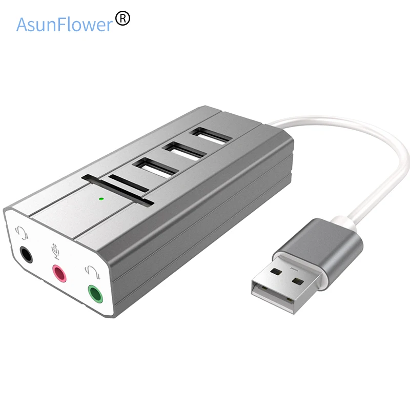 

Type-C/Usb 3.0 HUB Card Reader Splitter External Independent Sound Card 3-Port USB Splitter Sound Card + Card reader Convenient