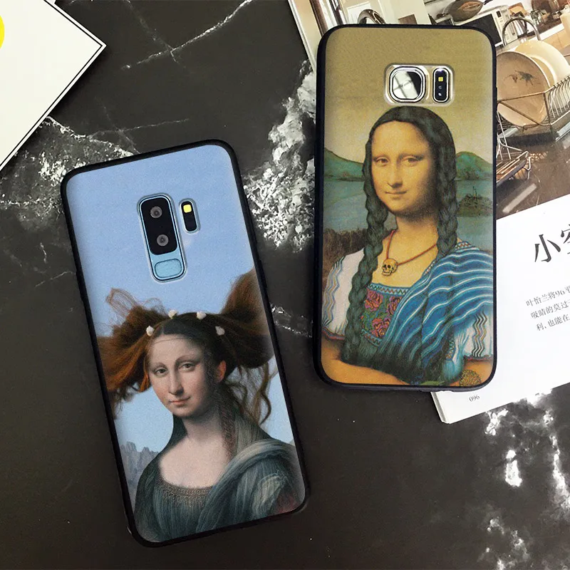 

Mona lisa Ethnic girls Kuso Spoof Pattern coque Soft Silicone Phone Case Shell Cover For Samsung S7 Edge S8 S9 Plus Note 8 9