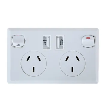 

Double USB Australian AU Plug Wall Socket Home Power Point Supply Plate