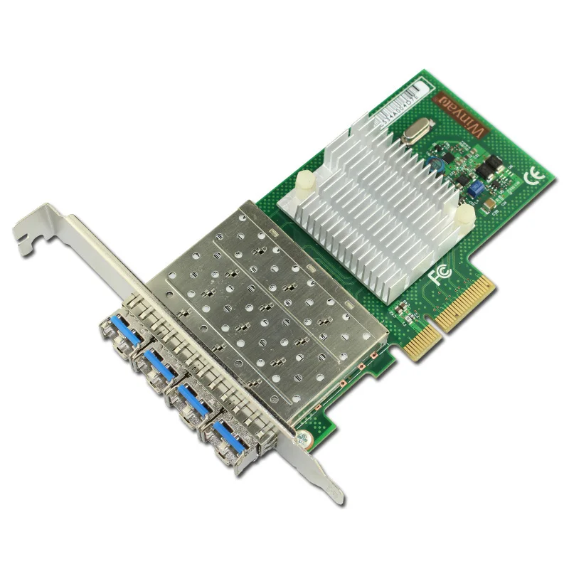 4 Ports Gigabit Fiber Adapter Single Mode 1310nm 10km LC Optical Module PCI-E X4 sfp optical module new new sfp ge l single mode gigabit fiber module ddm