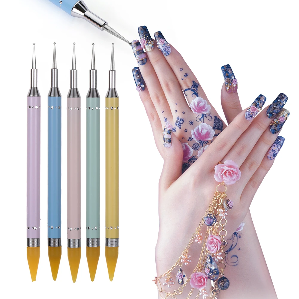 

1pcs Wax Picker Rhinestone Dotting Pen Dual-ended Beads Handle Nail Art Tool Crystal Dot Pro Decoration Pencil Manicure Makeup