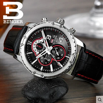Binger wristwatch men luxury brand watch fashion business leisure alloy casing multi functional design watches free