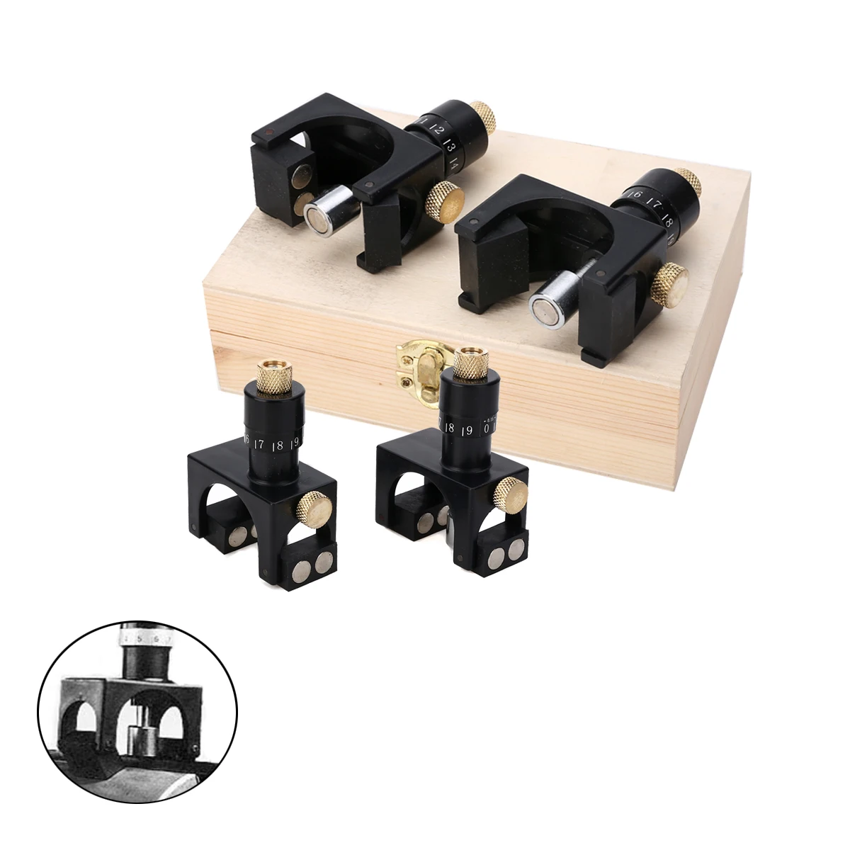 

Adjustable Magnetic Planer Jointer Blade Setting Jig Gauge Woodworking Tools with Wooden Box