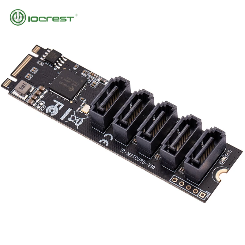 Адаптер SSD IOCREST M.2 (PCIe 3 0) на 5 портов SATA III 6G с кабелем SATAIII поддержка UEFI|Платы