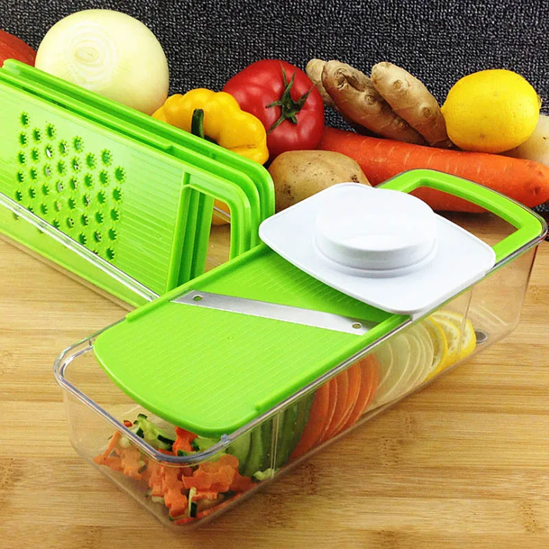 Multifunctional Vegetable Slicer with 4 Interchangeable Silcer -Vegetable Cutter Peeler Slicer Grater Box