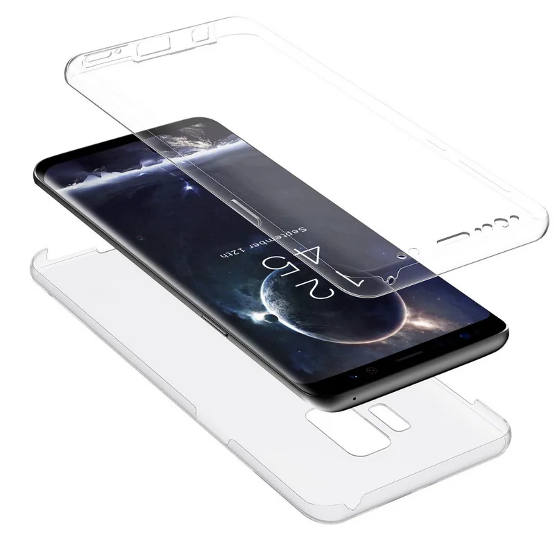 

360 Degree Front+Back Protect Shockproof Case For Samsung Galaxy S9 Plus Clear Soft TPU Silicon Cover For Samsung S8 Plus Note 8