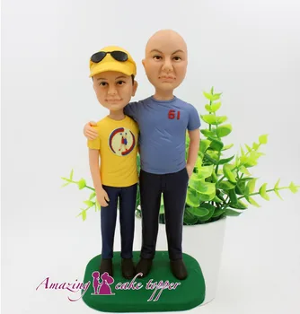 

2019 AMAZING CAKE TOPPER Lovely father and son sculpture gift ToysCustom Polymer Clay Figure From Pictures