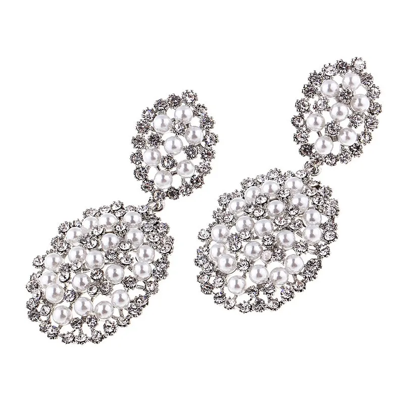Элегантные серьги-капли с искусственным жемчугом, модные серьги круглой формы с кристаллами для женщин, свадебные, вечерние, аксессуары
