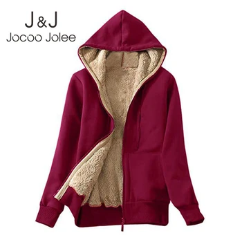 

Jocoo Jolee Women Winter Vintage Thick Warm Coats Casual Hooded Jackets Harajuku Long Sleeve Hoodies Outwear 2019 Fashion