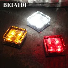 BEIAIDI 2 шт. 1Led 4 светодиода солнечный водонепроницаемый напольный свет подземный свет Кристалл Стекло Лед Кирпич Открытый Пейзаж Сад дорога свет