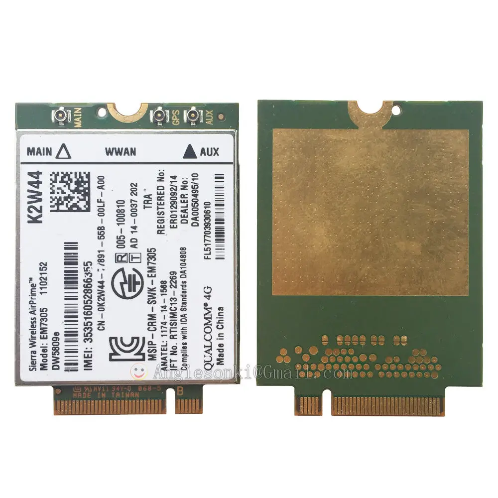 DW5809e K2W44 для Sierra Беспроводной Airprime EM7305 M.2 4 г 100 м LTE WWAN карта модуль Dell E7450 E7250/ 7250 E5550/5550 E5450/5450