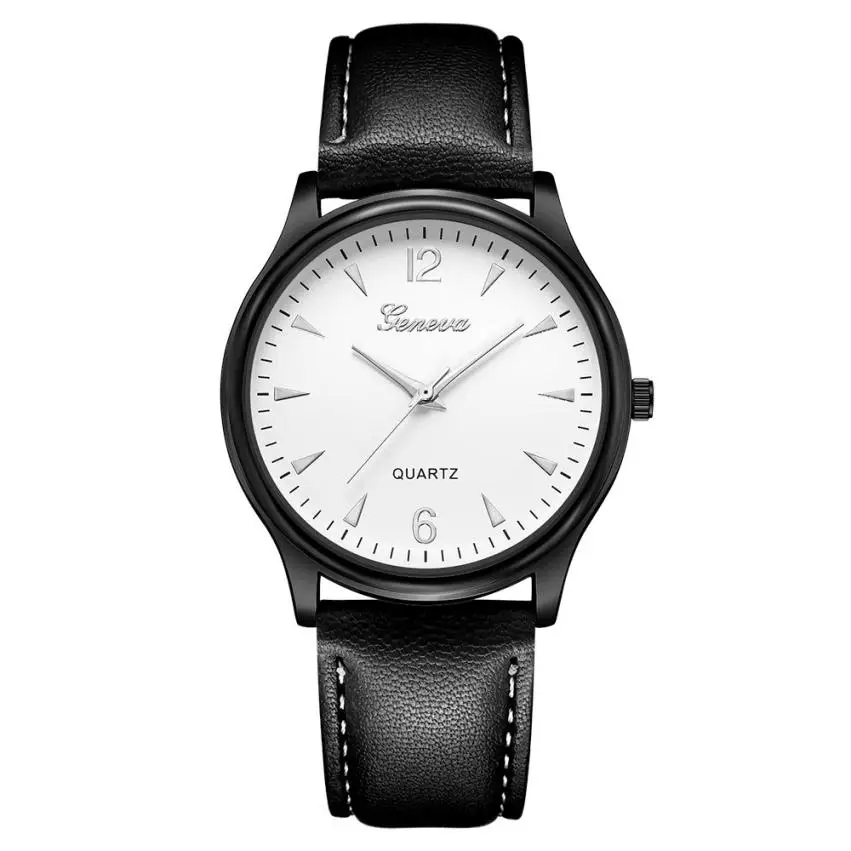 Момент # L05 2018 Montre femme Роскошные Женева Мода Искусственная кожа черный вырос мужские часы Blue Ray Стекло аналоговые кварцевые часы