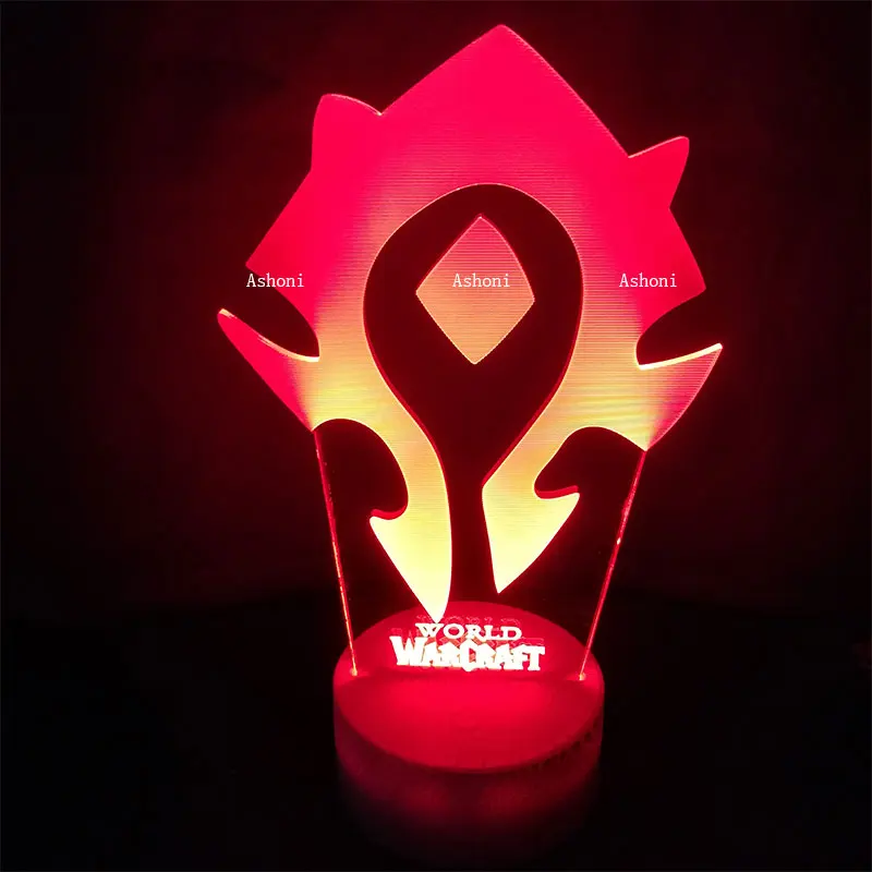 WOW World of Warcraft 3D светодиодный настольный светильник, сенсорный цветной, 7 цветов, акриловый ночной Светильник для детей, рождественские подарки