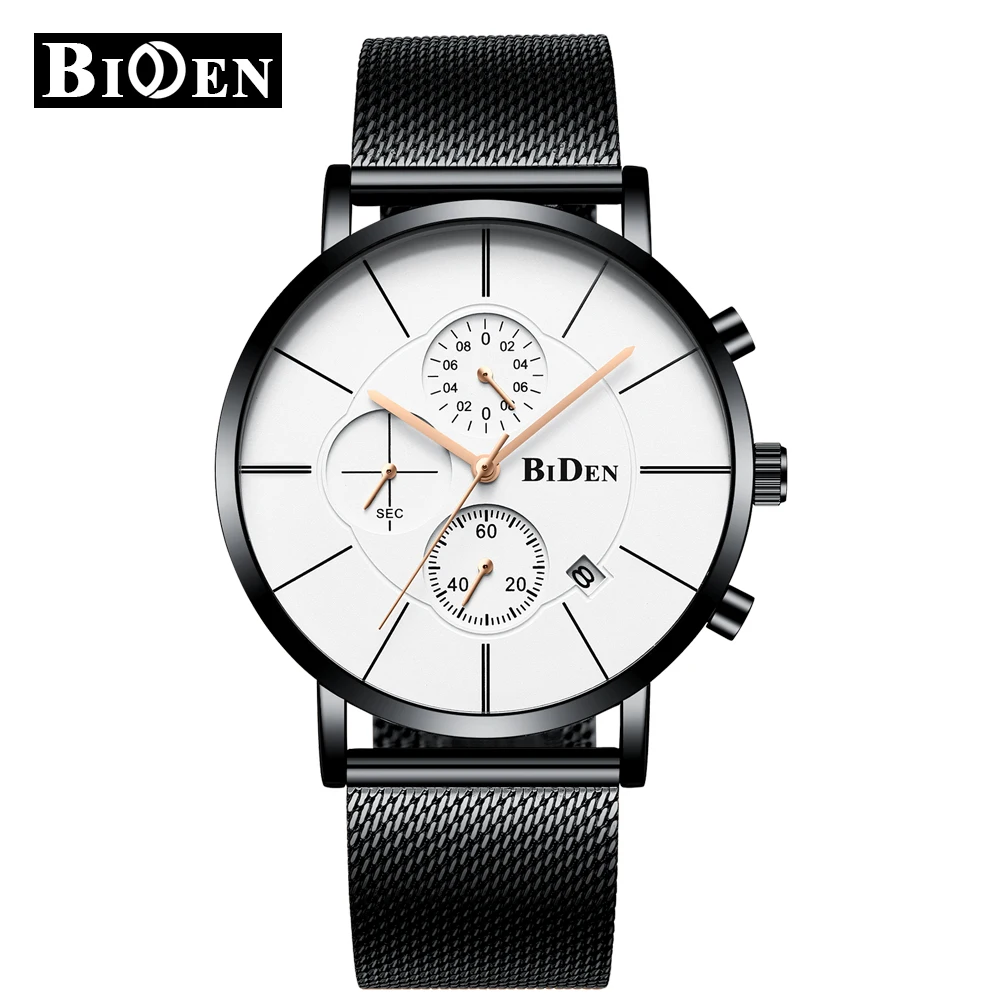 BIDEN Fashion Sport Men Quartz Watch Luxury Stainless Steel Band Waterproof Chronograph Casual Men's Watches Relogio Masculino BIDEN Fashion Sport Men Quartz Watch Luxury Stainless Steel Band Waterproof Chronograph Casual Men's Watches Relogio Masculino