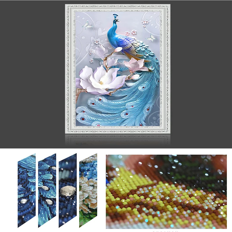 

high quality 5D DIY Diamond Peacock pattern Arrangement Mosaic Diamond Home Decor Modern living room stick drill