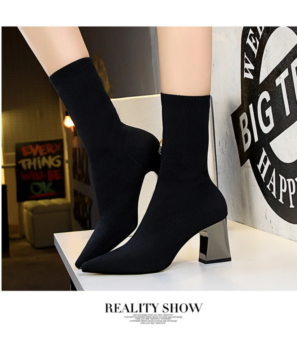 Plardin/новые зимние сапоги до середины икры в сдержанном стиле, женская обувь на квадратном каблуке с острым носком, женские модные сапоги из