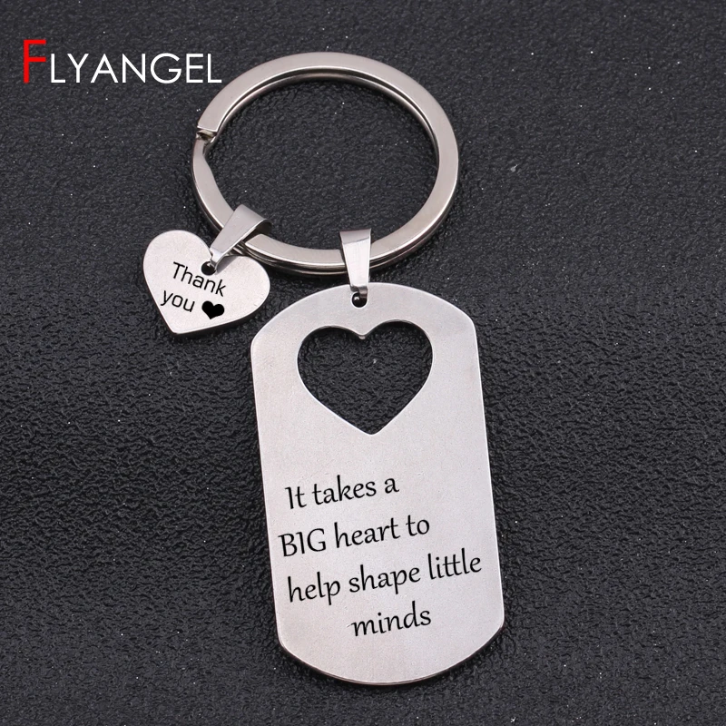 

Fashion Empty Heart Keychain Thanksgiving Day Gifts Heart Keyring Personalized Key Holder Engraved Thanks You Teachers Gifts