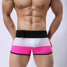 Новинка, мужские плавки Sunga Masculina, сексуальные сетчатые плавки, XL, мужские плавки, розовые, серые, черные, Лоскутные плавки