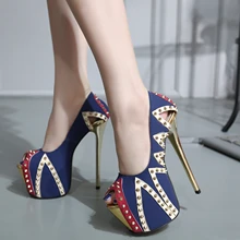 2016 Rivet High Heels Women Shoes Blus Sexy Ultra High Heels Night Club Woman Platform Heels Women Pumps