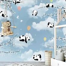 Beibehang индивидуальные простой мультфильм милый Панда теплая Луна маленькая Желтая утка детская комната фон украшения стены росписи