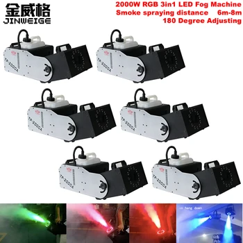 

Free Shipping 6pcs/lot Powerful 2000W RGB 3IN1 Led Smoke Machine Fog Machine 180 Degree Adjusting Stage Special Effect