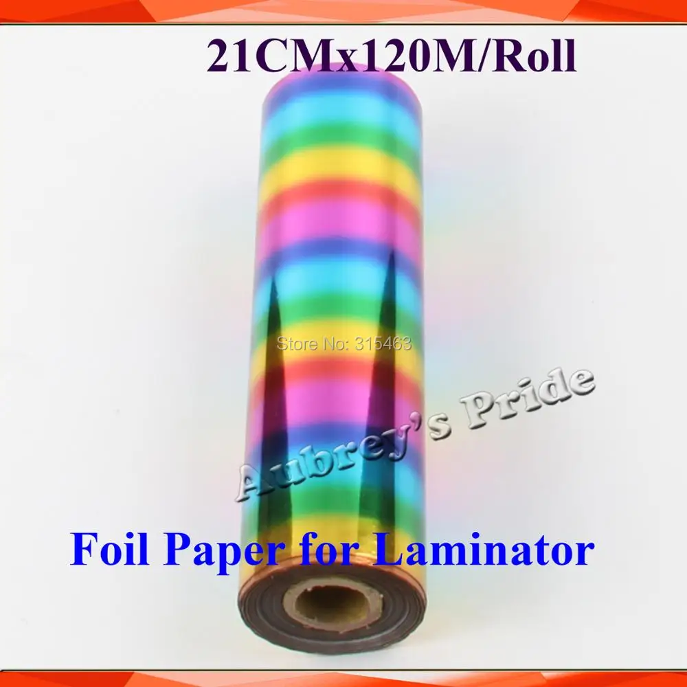 

21cmx120M/Roll Rainbow Hot Stamping Foil Paper Laminator Laminating Transfere on Elegance Laser Printer Craft Paper