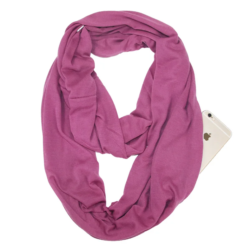 Женский потайной карман с молнией бесконечное кольцо шарф в богемном стиле с принтом шарф модное кольцо зимний женский шарф