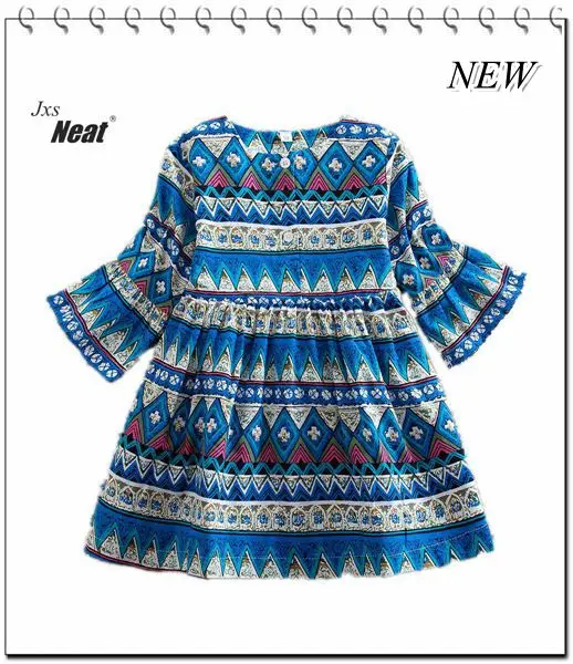 Pre-sale-girl-baby-children-long-sleeves-dress-2017-autumn-Bohemian-style-double-thicked-fabric-kids