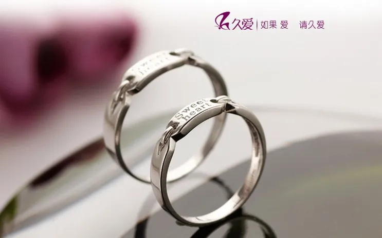 Almei Gothic Silver Color Couple Rings for Men Women Wedding Jewelry Ring Pair Set Mariage Girls Jewelry Sweet Heart Anelli J054