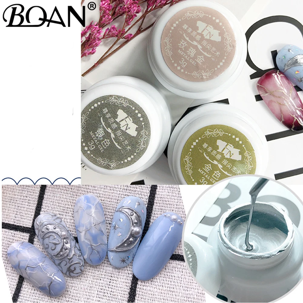 

BQAN Nail Painting Gel Polish UV LED Lacquer Varnish Soak Off 3D Glitter Metallic Nails Painted Glue DIY Manicure Art Decoration