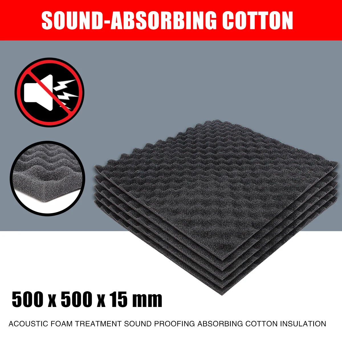 50x50 см акустическая пена лечение звукоизоляция Звукопоглощающая хлопок шум Губка Толщина 1,5 см Отличная звукоизоляция
