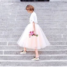 Модные женские пышные тюлевые юбки-пачки на заказ, бальное платье, женские юбки длиной до середины икры, женские длинные юбки однотонного размера плюс