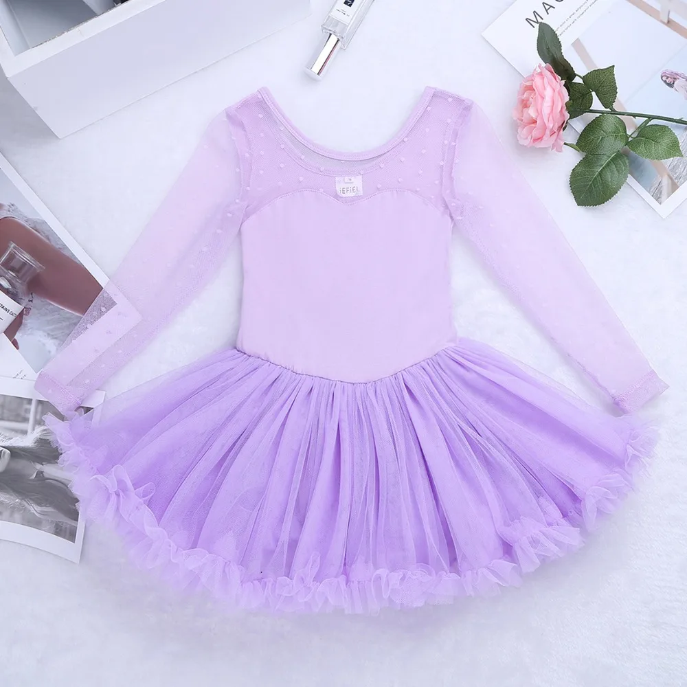 Professional Kids Girls Mesh Ballet Dance Tutu Dress Gymnastics Leotard Skirt Ballerina Costume Modern Lyrical Dancing Dresses