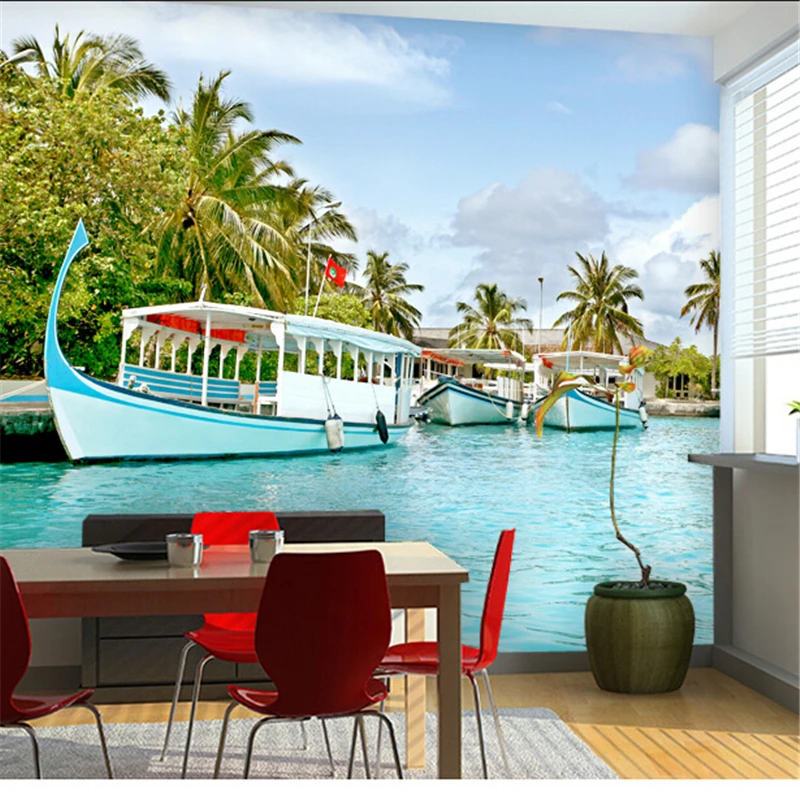 

Фон beibehang для морского офиса, дивана, телевизора, фоновые обои для ресторана, фрески, персонализированная 3d-система